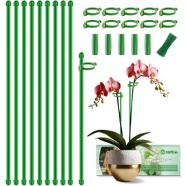 Plant Support Stakes for Indoor Plants SupKing Orchid Sticks with Clips 15 inch 10Pcs Garden Stake Extended to 2/3/4ft for Outdoor Potted Tomato Rose Vegetables House Palnts Comes with 20 Plants Ties