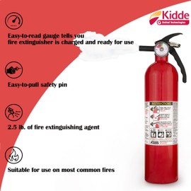 Kidde FA110 Multipurpose Fire Extinguishers 2 Pack - Red, (Rating 1-A:10-B:C) Includes Wholesalehome Cleaning Cloth