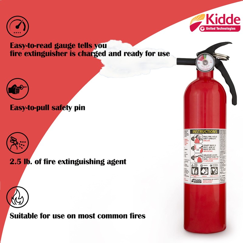 Kidde FA110 Multipurpose Fire Extinguishers 2 Pack - Red, (Rating
