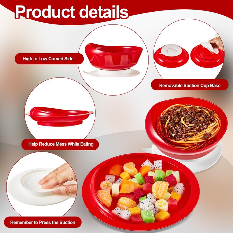 Hushee Adaptive Spill Proof Scoop Bowl and Plate Set with
