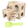 POMFAEE Wooden Dwarf Hamster House, Hamster Tiny House Hideout, Hamster