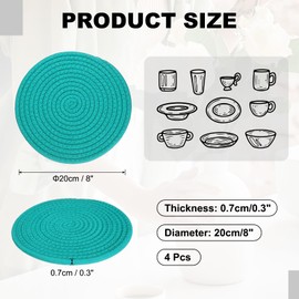 sourcing map 4 Pcs Trivets for Hot Dishes, 8 Inch Cotton Potholders for Hot Pots and Pans Cotton Rope Woven Trivet Heat Resistant for Kitchen Table Countertop, Dark Green