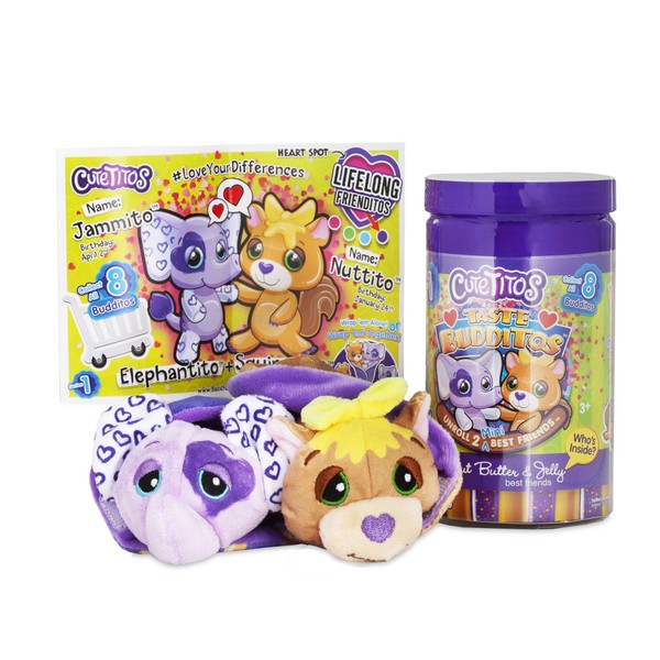 Cutetitos Taste Budditos Peanut Butter & Jelly - 2 Collectible Plush Mini Animals - Ages 3+ - Series 1 - Great Gift for Girls and Boys