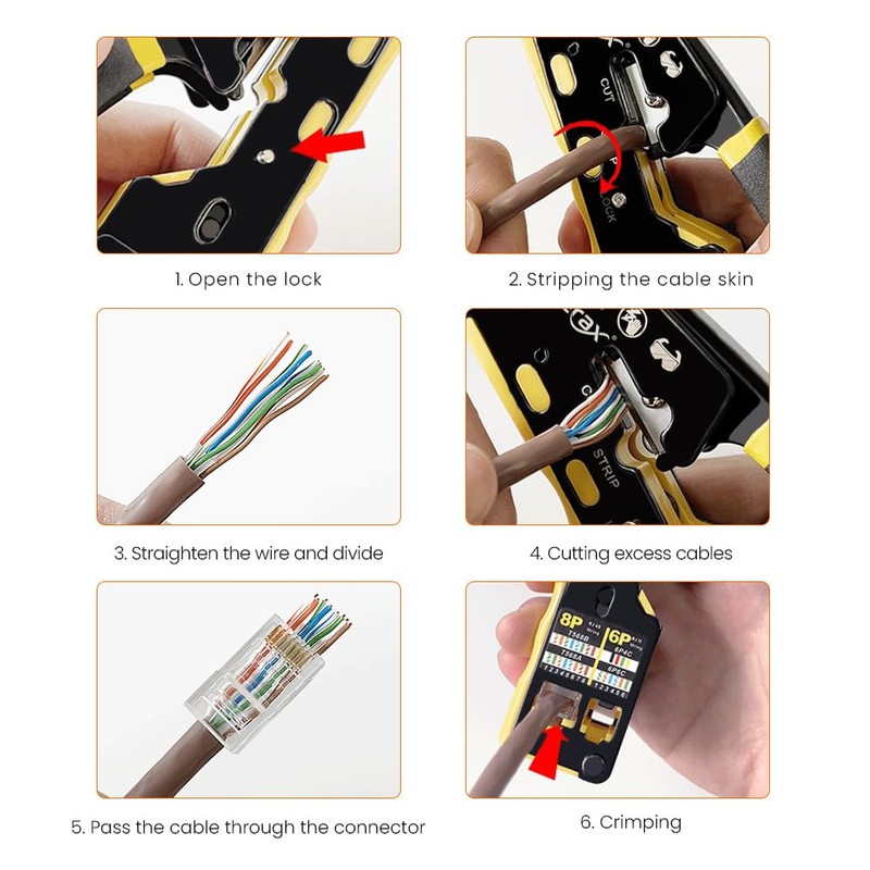 ZoeRax RJ45 Crimping Tool Pass Through Ethernet Crimping Tool for