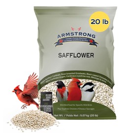 Armstrong Wild Bird Food Safflower Bird Seed, 20 Pounds - for Northern Cardinals, Rose-Breasted Grosbeaks and Black-Capped Chickadees - Ideal for Outside Feeders