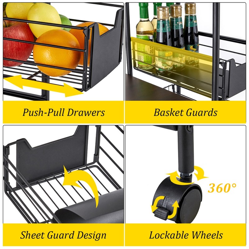 ILWorkTLs 4-Tier Free Standing Kitchen Bakers Rack,Kitchen Cart with 4