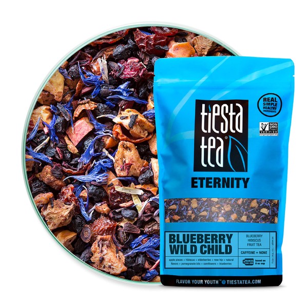 Tiesta Tea - Blueberry Wild Child, Loose Leaf Blueberry Hibiscus Herbal Tea, Non-Caffeinated, Hot & Iced Tea, 1 lb Bulk Bag - 200 Cups, Natural Flavors, Herbal Tea Loose Leaf Blend
