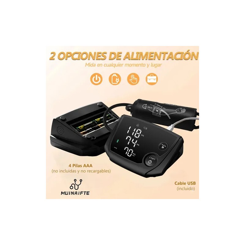 Tensiómetro Digital Con Usb, En Español, Color Negro Brazo Negro