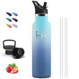 Thermos Flask, Water Bottle, 1 Litre, BPA-Free, Stainless Steel Drinking Bottle with Straw, Insulated Flask, Double-Walled, Adult Drinking Bottle, Bottle for Hiking, Camping, Fitness, Yoga, Travel