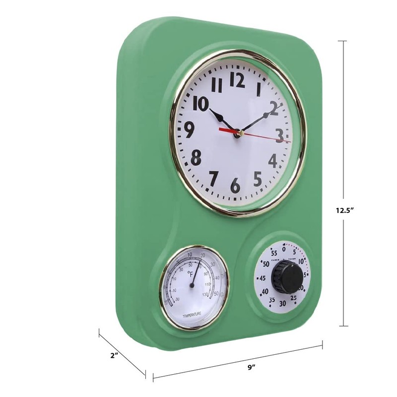 Lily's Home Retro Kitchen Clock with Temperature and Timer (Retro