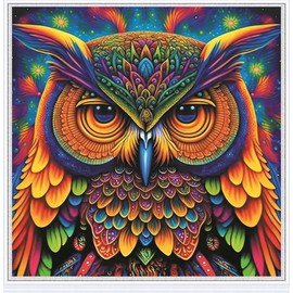 Meecaa Cross Stitch Kits 11 Count Stamped, Owl Animal Embroidery Kit with Accessories Pre Printed (36CMx36CM) (Owl)