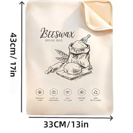 Beeswax-Lined Bread Bags, Reusable for Homemade & Sourdough Bread, Large 13''×17'', Zipper Seal for Moisture Lock & Long-Lasting Freshness (Style 1)
