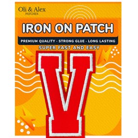 Iron On Letters Patches Premium Quality - Letter for Clothing - Varsity Patch Transfer for Clothes - Embroidered Letters Patches for Jersey Jackets - Sew on Appliques Red
