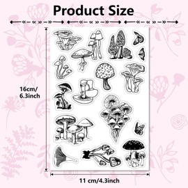 CRASPIRE Mushroom Clear Stamps Silicone Stamp Seal Transparent Silicone Stamps for Cards Making Mother's Day Father's Day DIY Scrapbooking Journal Photo Album Decorative