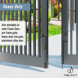 TIEJIAN Cane Bolt Heavy Duty Gate Drop Rod 36 Inch Metal Gates Stopper for Wood PVC Vinyl Metal Fences Gates, Gate Ground Latches, Black Finish(2 Pack)