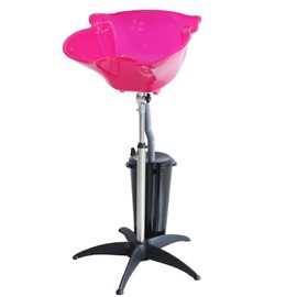 WANLECY Portable Shampoo Bowls with Drain Hose and 10L Bucket, Height and Angle Adjustable Hair Washing Sink for Salon, Barber Shop and Home (Pink)