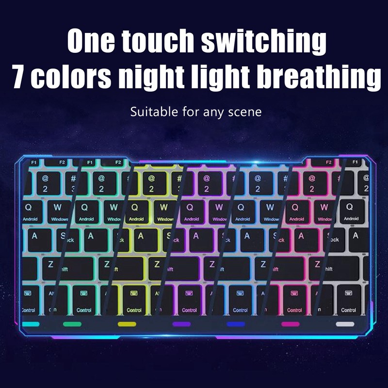 Bluetooth Keyboard Mouse Combo 7 Colours Night Light Wireless Keyboard