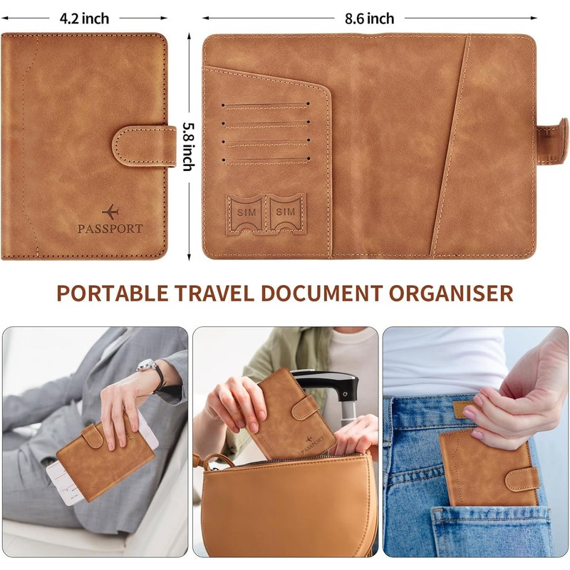 2 Unidades Cartera para Pasaporte RFID, 2 Packs Funda y