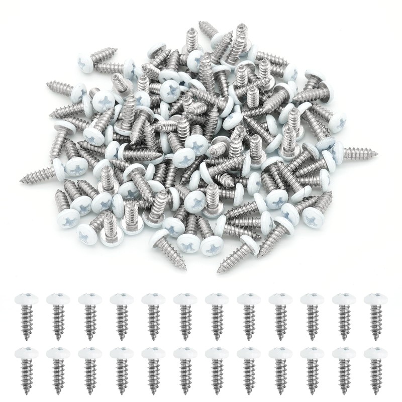 Semrien 120 Pcs White Screws, #8 x 1/2" White Self