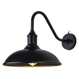 Naurham 15 Inch Dusk to Dawn Exterior Farmhouse Lighting Barn Light Fixture for House with Anti-ponding Bottom, Outdoor Barn Light Gooseneck Lighting for Garage Patio Porch (15" Diameter, 1 PC)