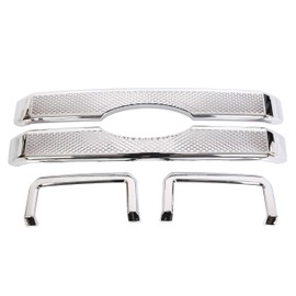 ECOTRIC Mesh Grille Cover Compatible With 2011-2016 Ford F250 F350 Super Duty Chrome Bumper Grill Hood Overlay ( 4PCS Cover Only!!Not a grille replacement!!)