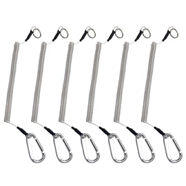 Health Ceremony Safety Wire Cord Set of 6, Aluminum Carabiner, Shoot Rope, Safety Cord, Wire Key Chain, Drop Prevention, Strap, 6 Pieces, Stainless Steel Wire, Maximum Extension 3.9 ft (1.5 m), Spiral Cord, Wire Hook, Carbina Hook, Silver
