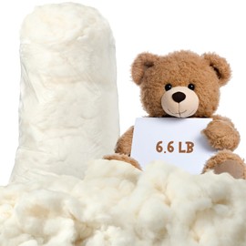 Wesnoy Cotton Stuffing for Stuffed Animals Soft Pillow,Natural Cotton Fiber Filling Batting, for Toys, Cloud Decorations, and More(6.6 lb)