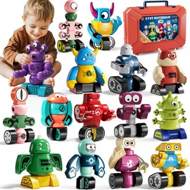 KIZONLY Magnets Robot Building Toys for Kids Ages 3-5 4-8 - 106 PCS Monsters Toys Robot Stacking Building Blocks Set with Storage Box, Creative Learning Christmas and Birthday Gifts for Boys Girls 2-4