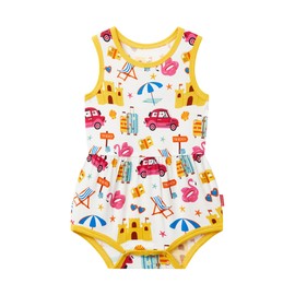 EASWEET - Mameluco de viscosa de bambú para bebé, sin mangas, ropa de verano, Viajes en la playa, 6-12 Meses