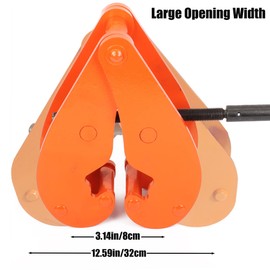 MYOYAY Beam Clamp 11000lbs/5ton Capacity I Beam Lifting Clamp 3.1-12.6 Inch Opening Range Vertical Beam Clamp For Rigging Heavy Duty Steel Beam Clamp Tool Orange