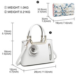Miss Lulu Women's Handbag with Flowers Wallet, Shoulder Bag, Elegant Faux Leather, Retro Bag
