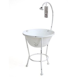 Murataya Sangyo Shower Bucket White 7034 W 9.8 x D 9.8 x H 20.9 inches (25 x 25 x 53 cm)