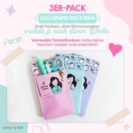 Nurse is Love Pack of 3 Pen Bag Protectors, Nurse Bag Organiser, Nurse Accessories & Doctor Accessories, Suitable for Bandage Scissors, Nurse Gifts