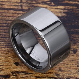 Fashion Month Mens 12mm Wide Band Silver Classic Tungsten Carbide Ring Wedding Engagement High Polished Flat Top, Stainless Steel,Platinum,Titanium,Silver,Metal,White Silver,Tungsten,Tungsten Carbide,