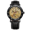FORSINING Automatic Mechanical Hollow Out Waterproof PU Leather Strap Male