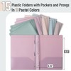 Mr. Pen- Plastic Folders with Pockets and Prongs, 15 Pack,
