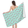 Makachen Microfiber Striped Blue Pink Flamingo Beach Towel Blanket,Sand Free