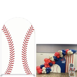 Aerdce Baseball Theme Arch Stretchy Fabric Covers Chiara Background Arched Stand Backdrop Cover for Boys Birthday Party Baby Shower Decoration Banner(Only Cover)
