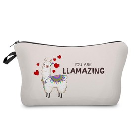 Livel lhood Funny Lama Makeup Bag Small Organizer Zipper Pouch You Are Amazing Cosmetic Bag Birthday Present for Llama Lovers Women Friends