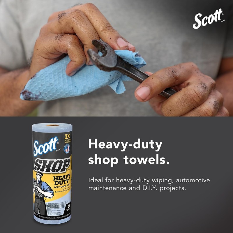 Scott Shop Original Heavy Duty Towels (32992), Blue, Cloth-like Paper