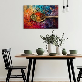 Kitchen Wall Decor Colorful Spices Seasoning On Spoon Picture Print On Canvas Abstract Contemporary Artwork For Home Dining Room Decoration Ready To Hang(Artwork-3,12"x18")