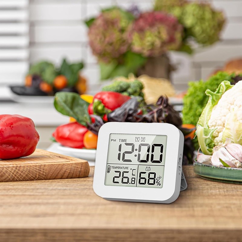 aninako Clock Digital Clock Splash-Resistant Waterproof Timer Thermometer Hygrometer Digital