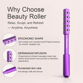 Floverkity Beauty Sculptor Roller – 30 Germanium Massage Nodes for Facial Massager & Glow | Compact Beauty Tool for Lifting and Skin Care,Facial Roller (Purple, 1 PCS)