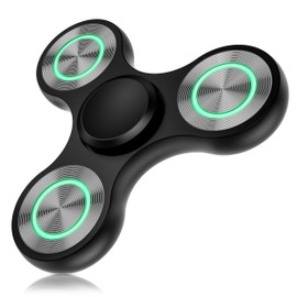 Coolden Fidget Spinner Metal Fidget Toys for Children Luminous Finger Spinner Sensory Hand Fidget Toy Anti Stress Anxiety Fidget Finger Toy Fidget Spinner Toy for Children Adults Black