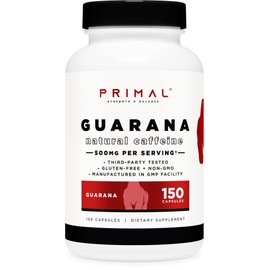 Primal Guarana (1000 MG Per Serving) (150 Capsules) - 200 MG Natural Caffeine