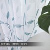 Tollpiz Leaves Short Sheer Curtain Teal Blue Leaf Embroidery Living