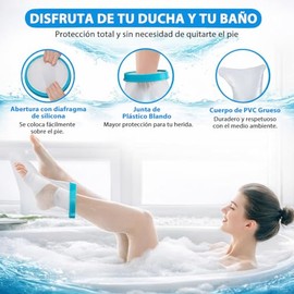 Cubierta Impermeable para Pie para Ducha, Protector de Yeso Pie Después de Una Cirugía, Funda para Yeso para Fracturas en Adultos, Protector de Yeso Pierna para Bano para Articulaciones, Heridas y Vendajes
