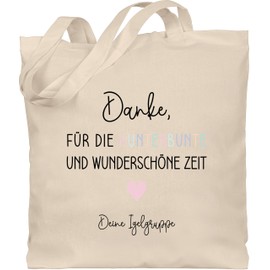 Geschenk mit Namen personalisiert by Shirtracer - Cotton Bag - Thank You for the Colourful and Beautiful Time I Graduation Gift Educator Thank You Gifts Nursery Gift Nursery Gift, 1 natural white
