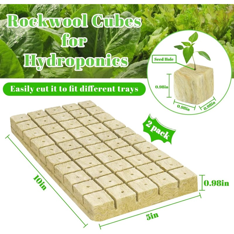 DIELOVEHUA Pack of 50 Rockwool Cubes, 2.5 x 2.5 x