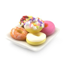 MyTinyWorld 5 Dolls House Miniature Mixed Donuts On A Square Plate
